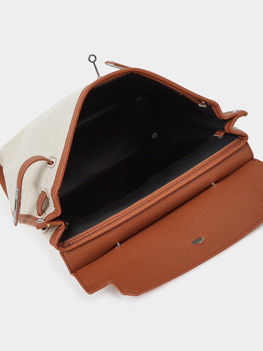 Cream Contrast Flap Detail Handbag