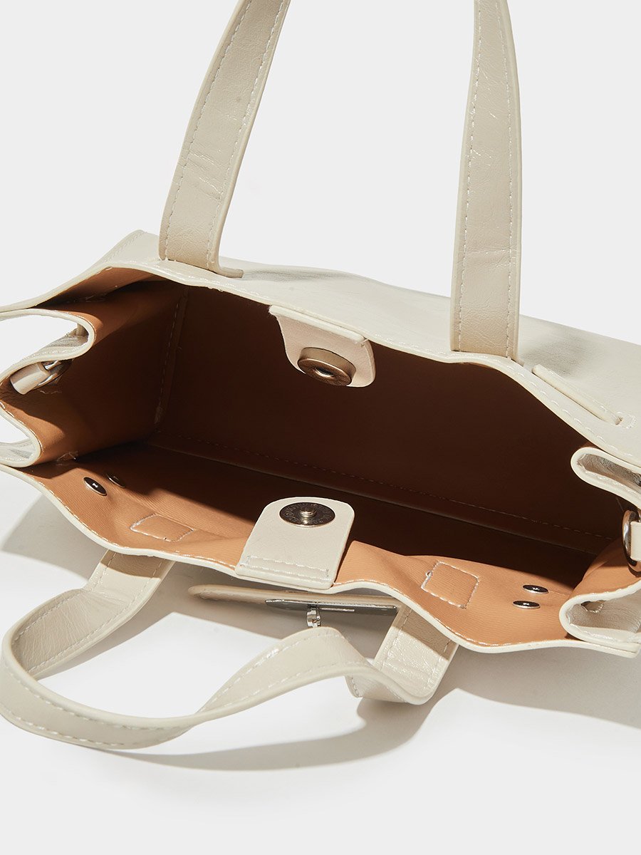Grey Shopper Bag with Metal Accent