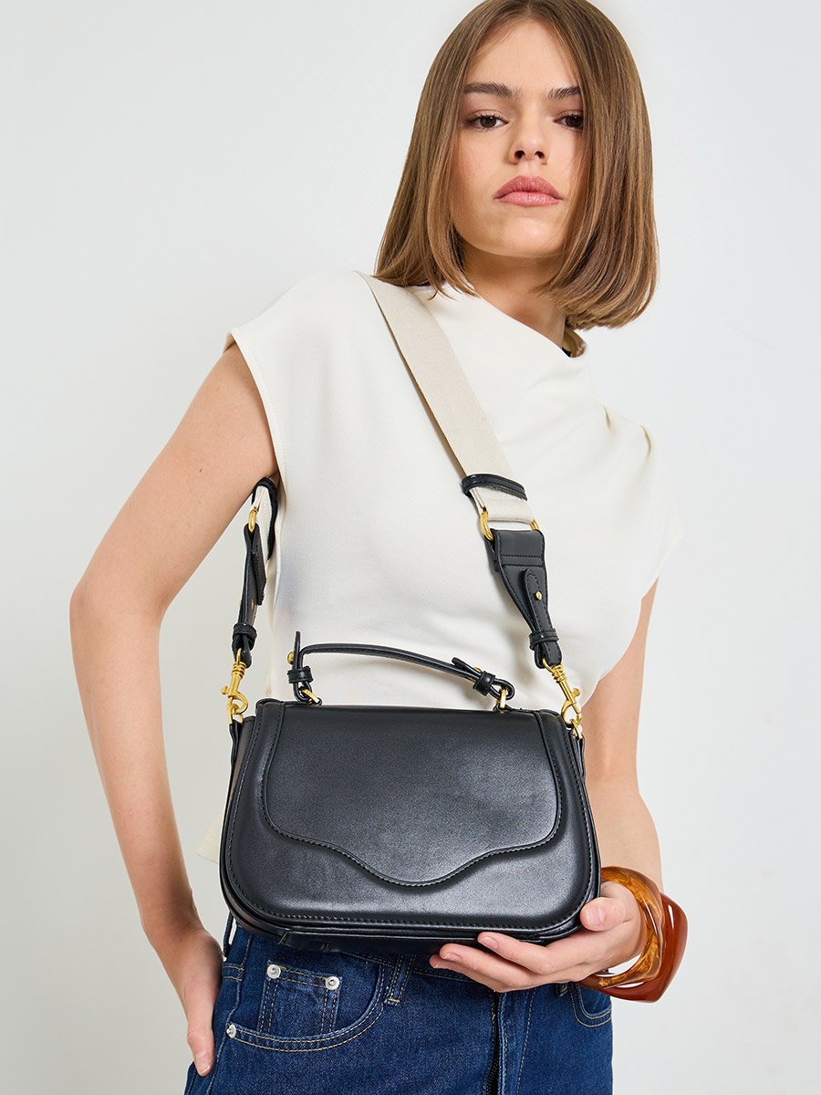 Black Canvas Strap Crossbody Bag