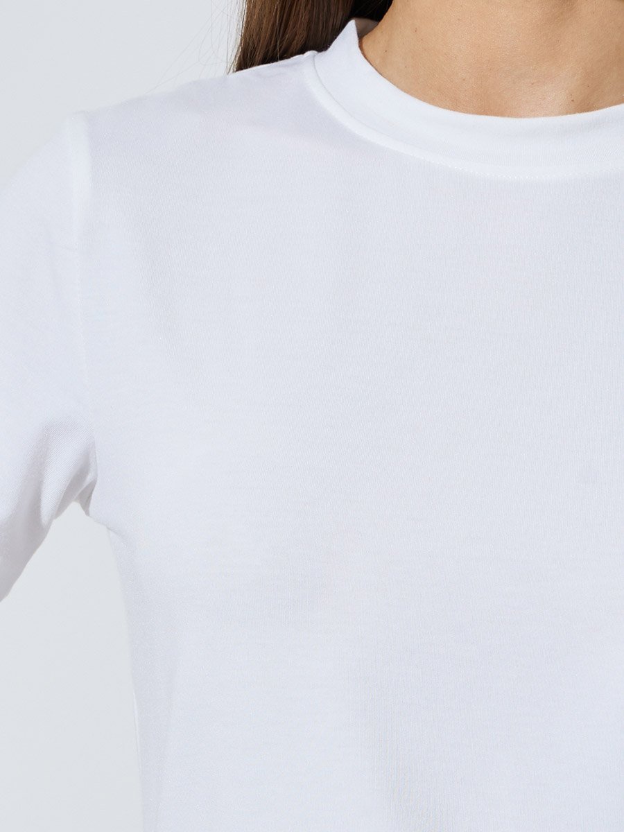 White Regular Fit T-Shirt with Curved Hem