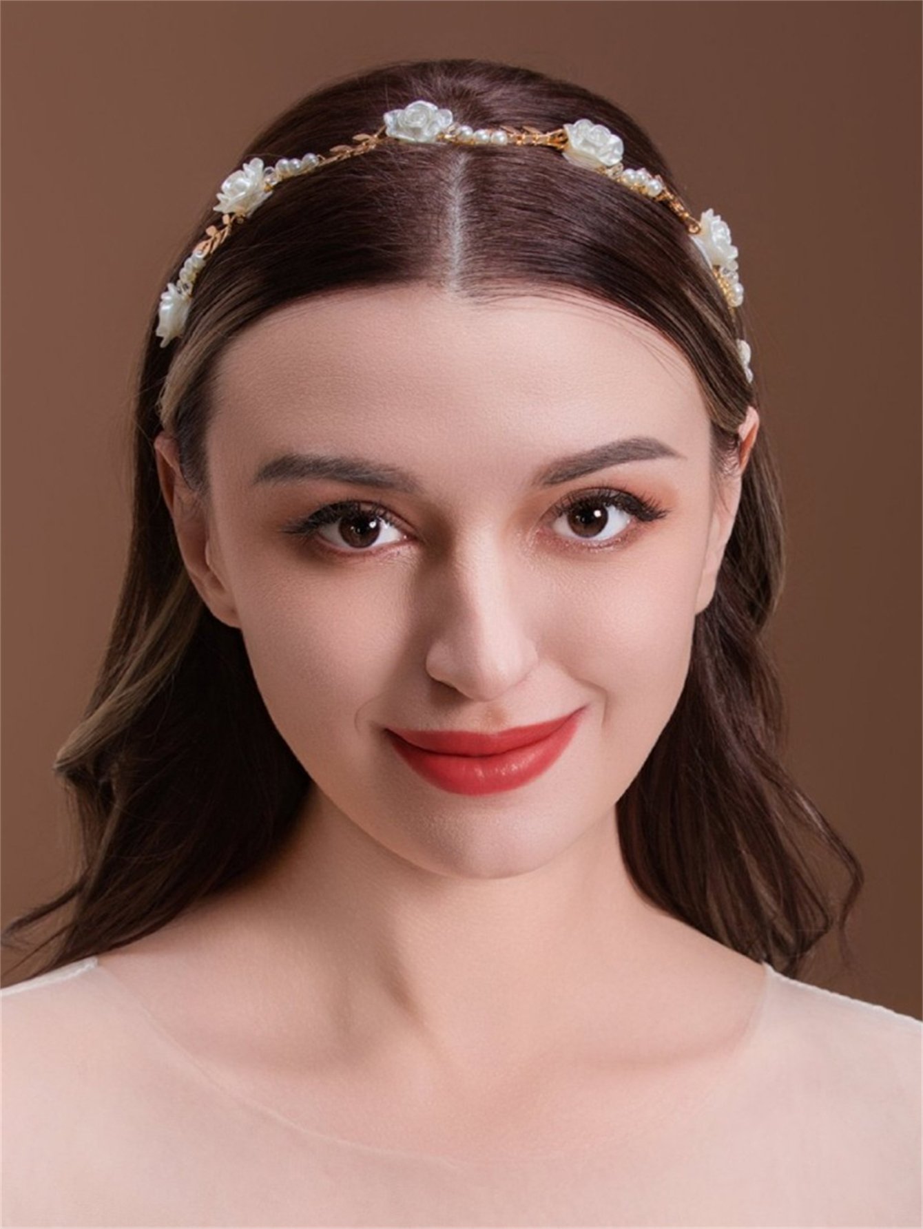 White Rose and Pearl Embellished Headband