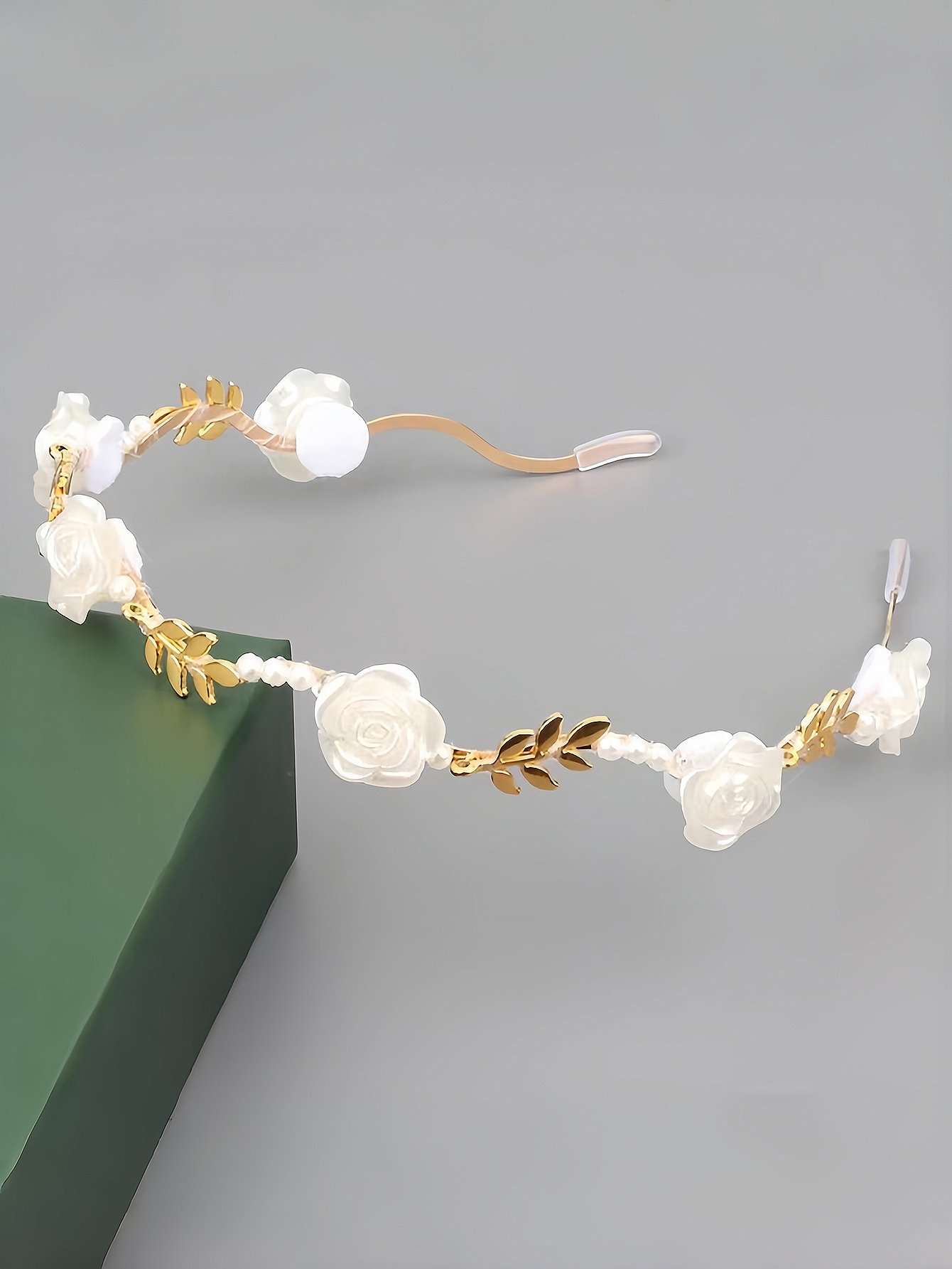 White Rose and Pearl Embellished Headband