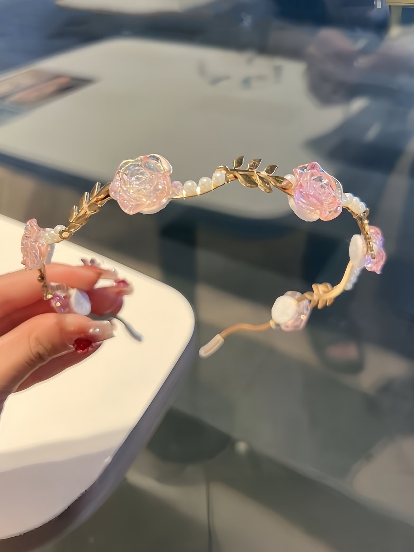 Floral and Pearl Embellished Headband