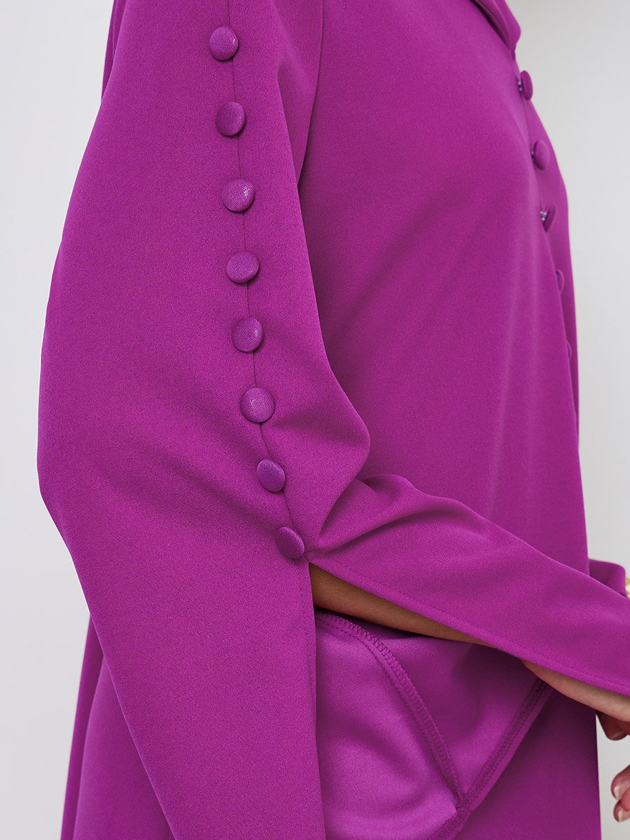 Purple Slit Sleeve Jalabiya with Button Detail