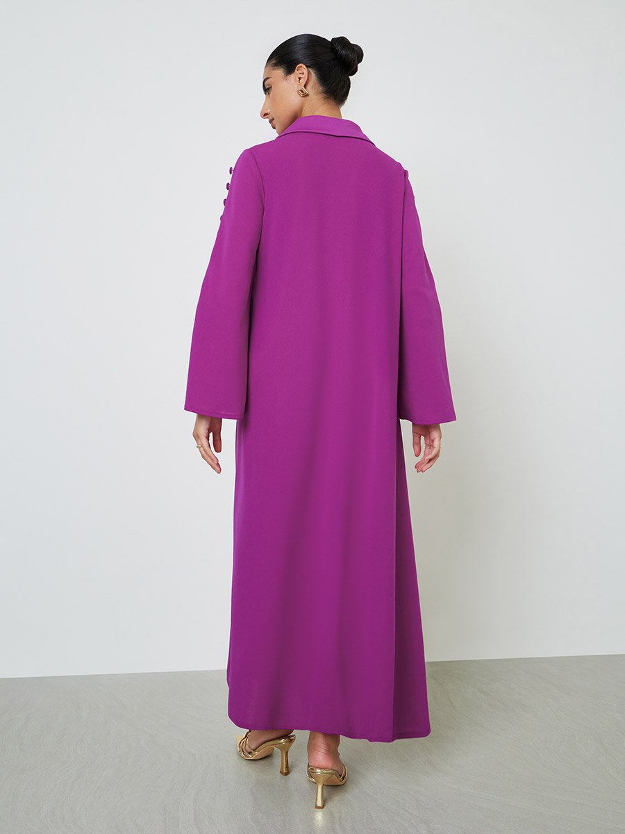 Purple Slit Sleeve Jalabiya with Button Detail