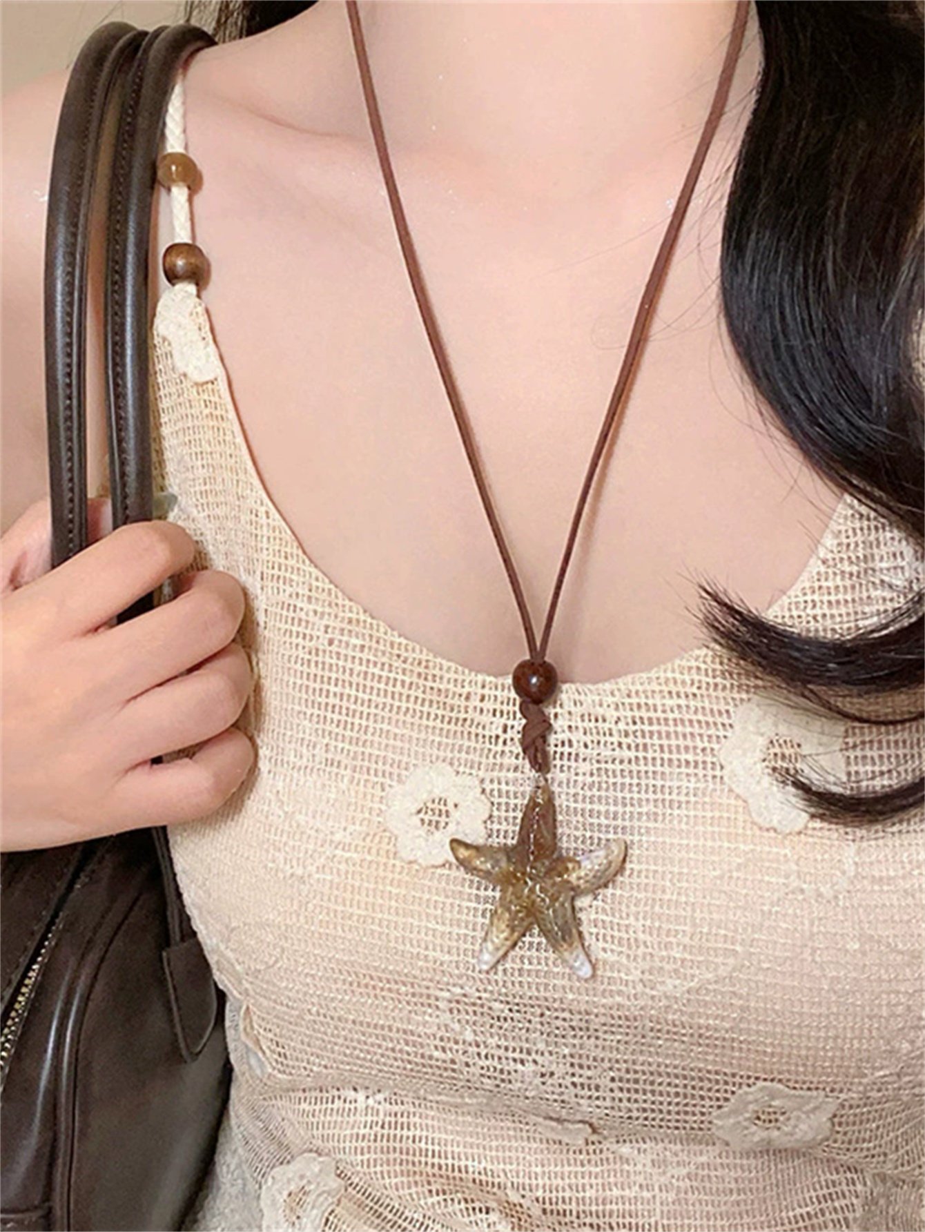 Beige Starfish Pendant Necklace