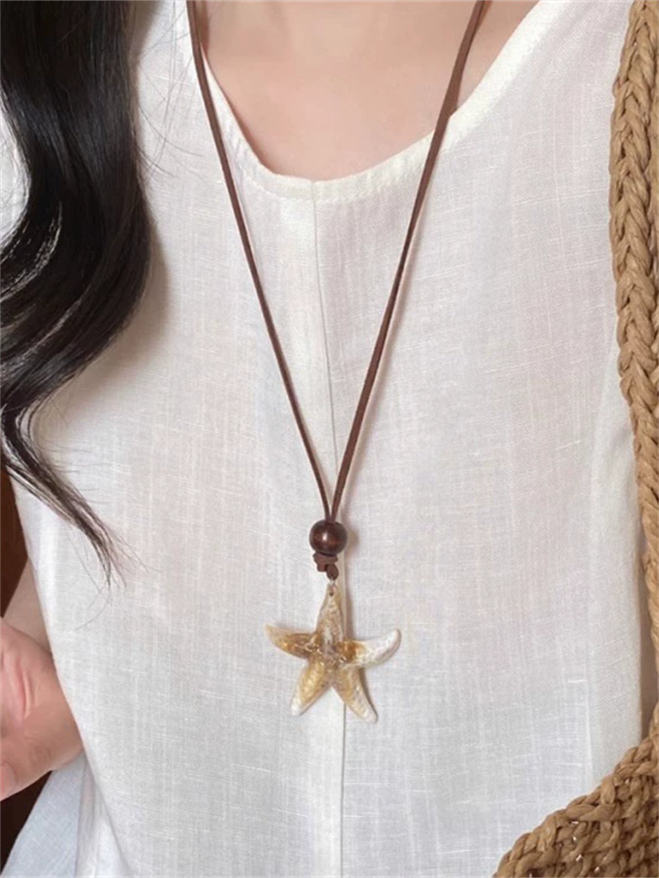 Beige Starfish Pendant Necklace