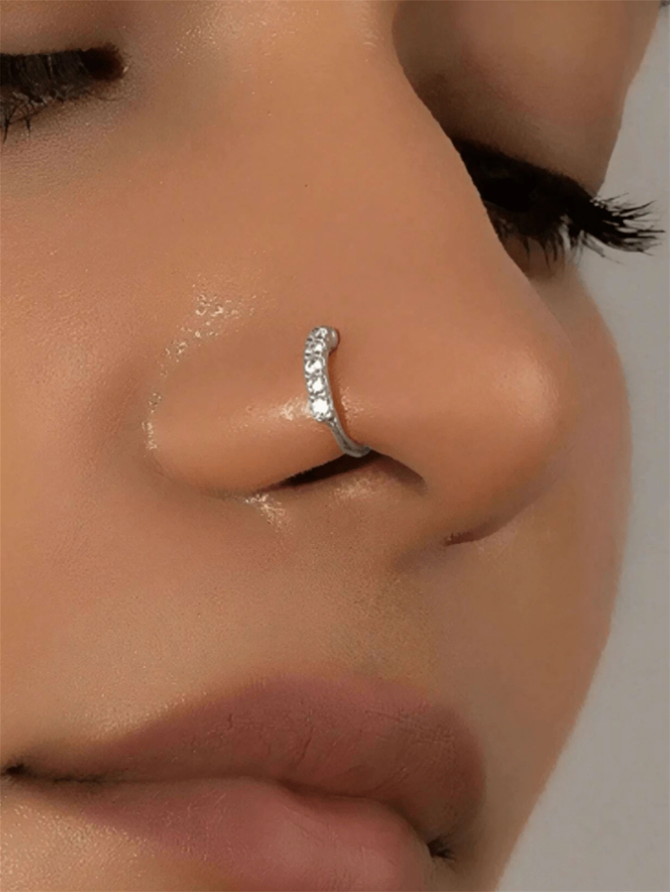 Silver Crystal Nose Cuff