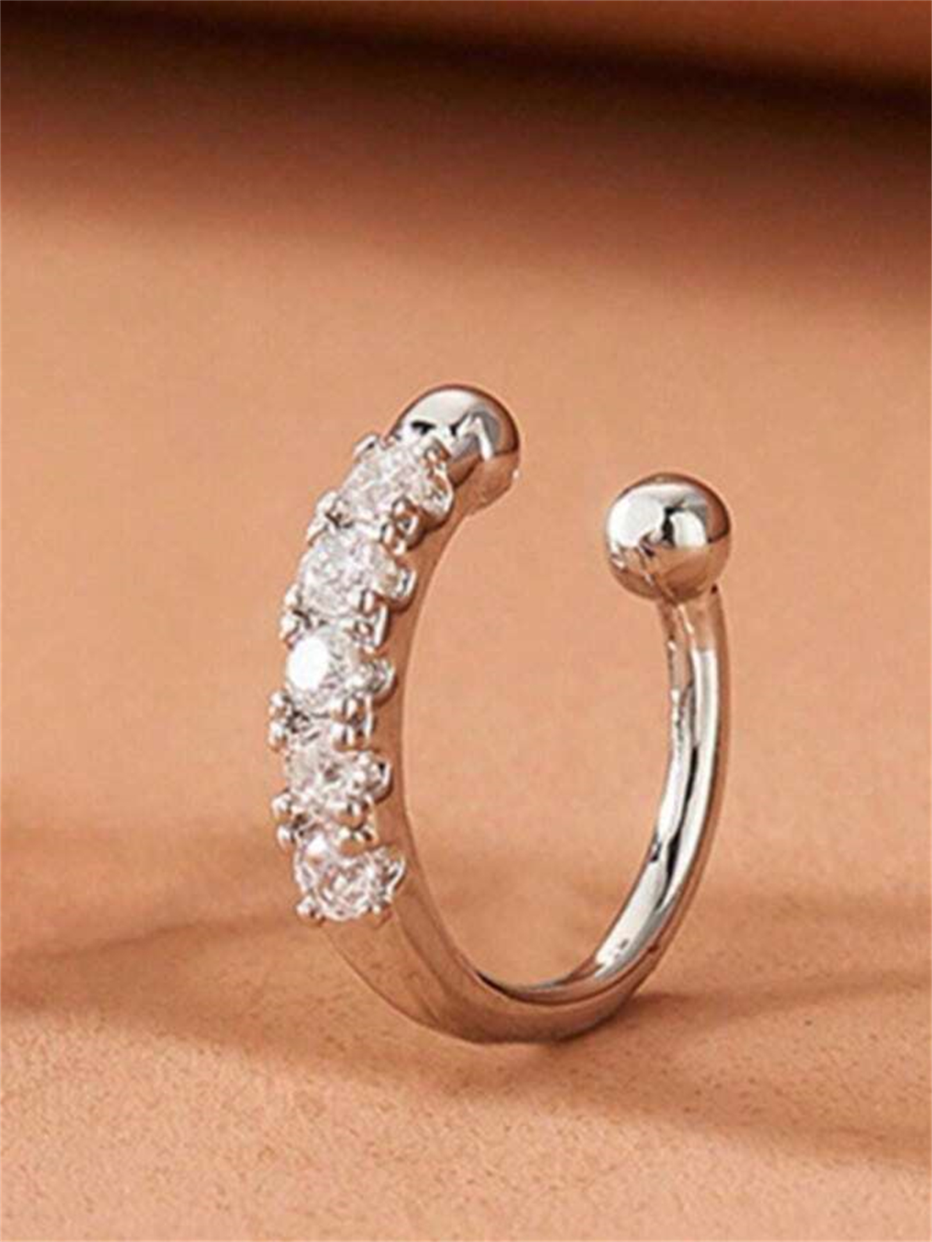Silver Crystal Nose Cuff
