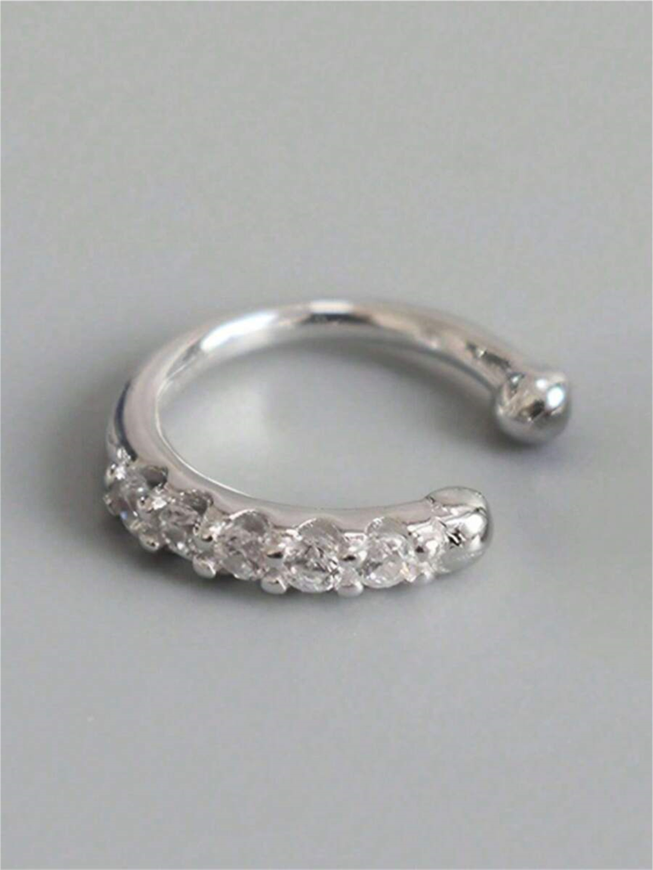 Silver Crystal Nose Cuff