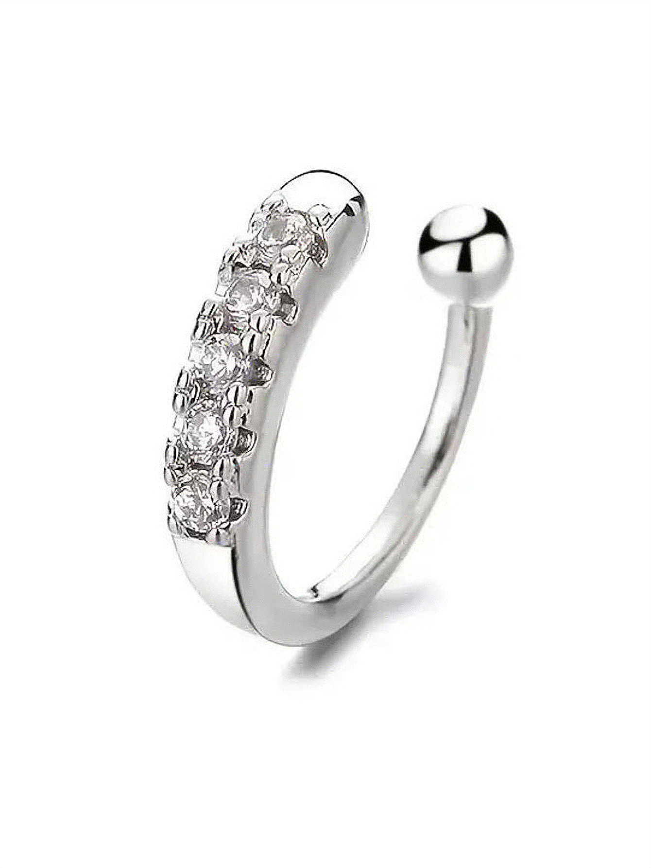 Silver Crystal Nose Cuff