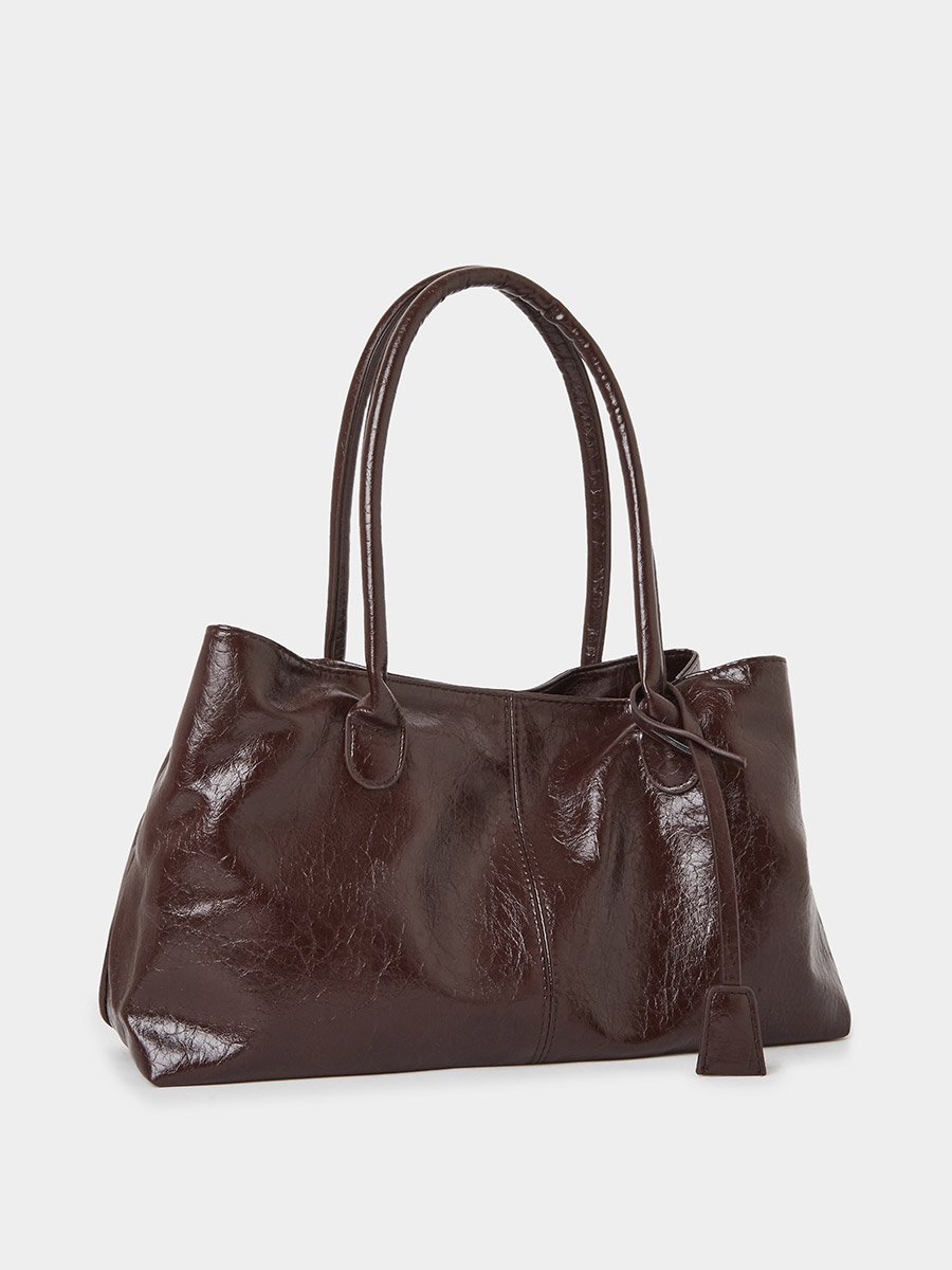 Solid Shoulder Bag with Loop Charm