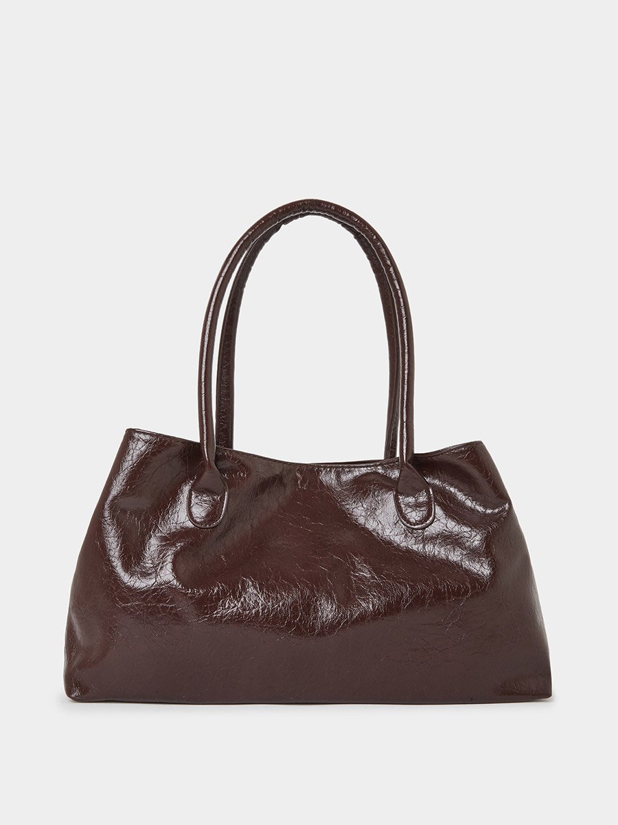 Solid Shoulder Bag with Loop Charm