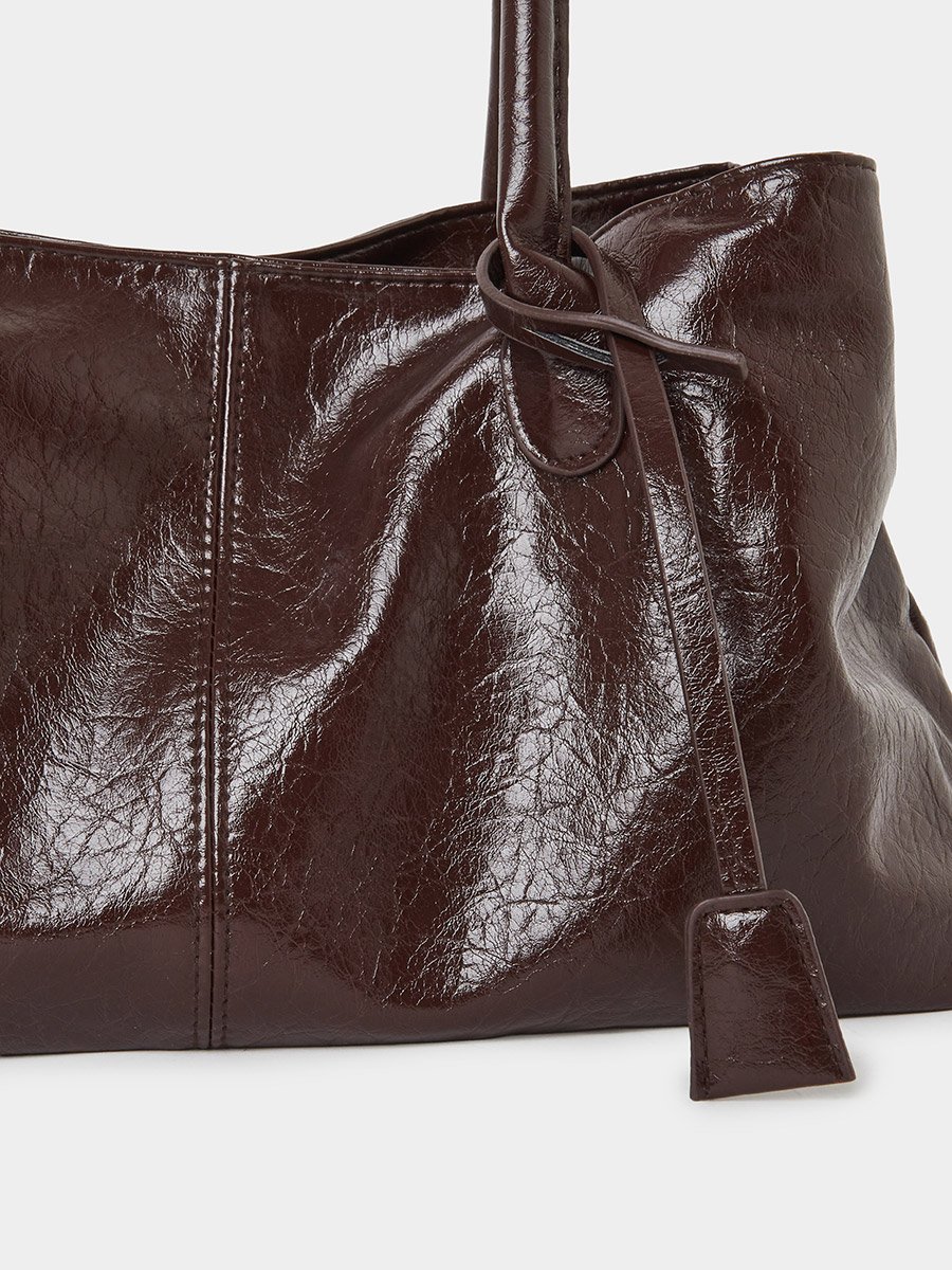 Solid Shoulder Bag with Loop Charm