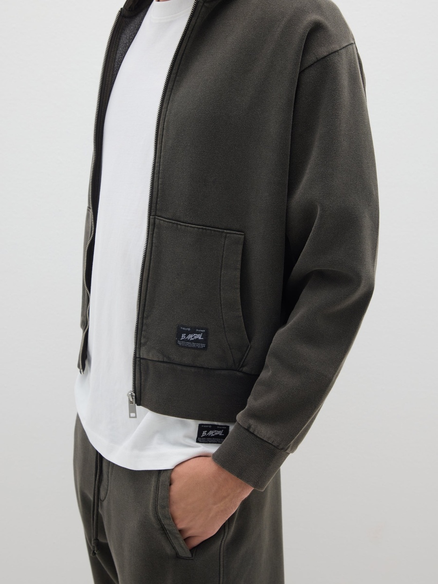 Men Grey Cotton Blend Sweatshirt