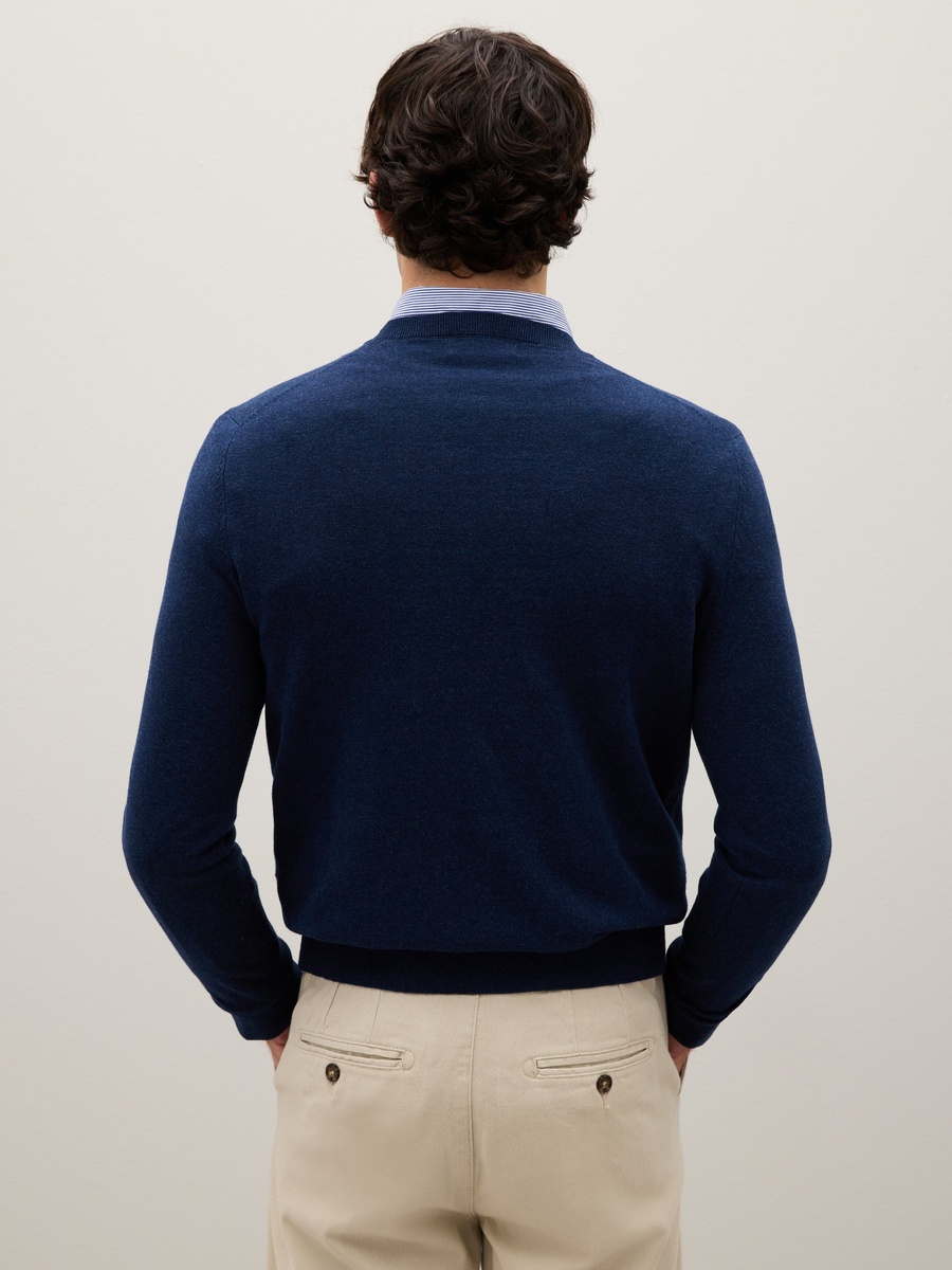 Men Navy Blue Knitted Jumper