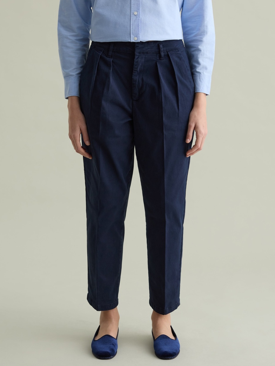 Women Dark Blue Stretch Cotton Chinos