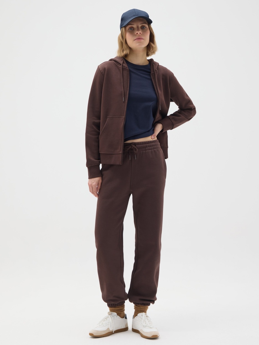 Women Brown Cotton Blend Trousers