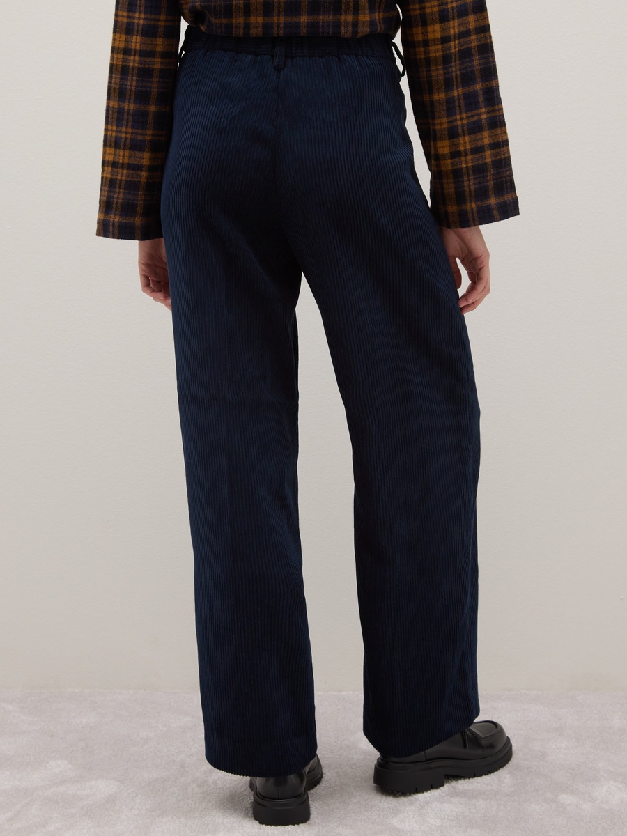 Women Navy Blue Regular Fit Stretch Trousers