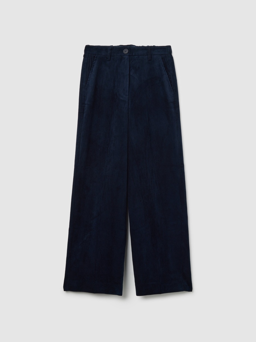 Women Navy Blue Regular Fit Stretch Trousers