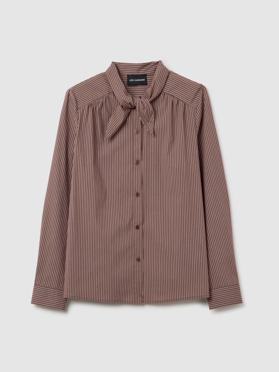 Brown Striped Cotton-Blend Shirt
