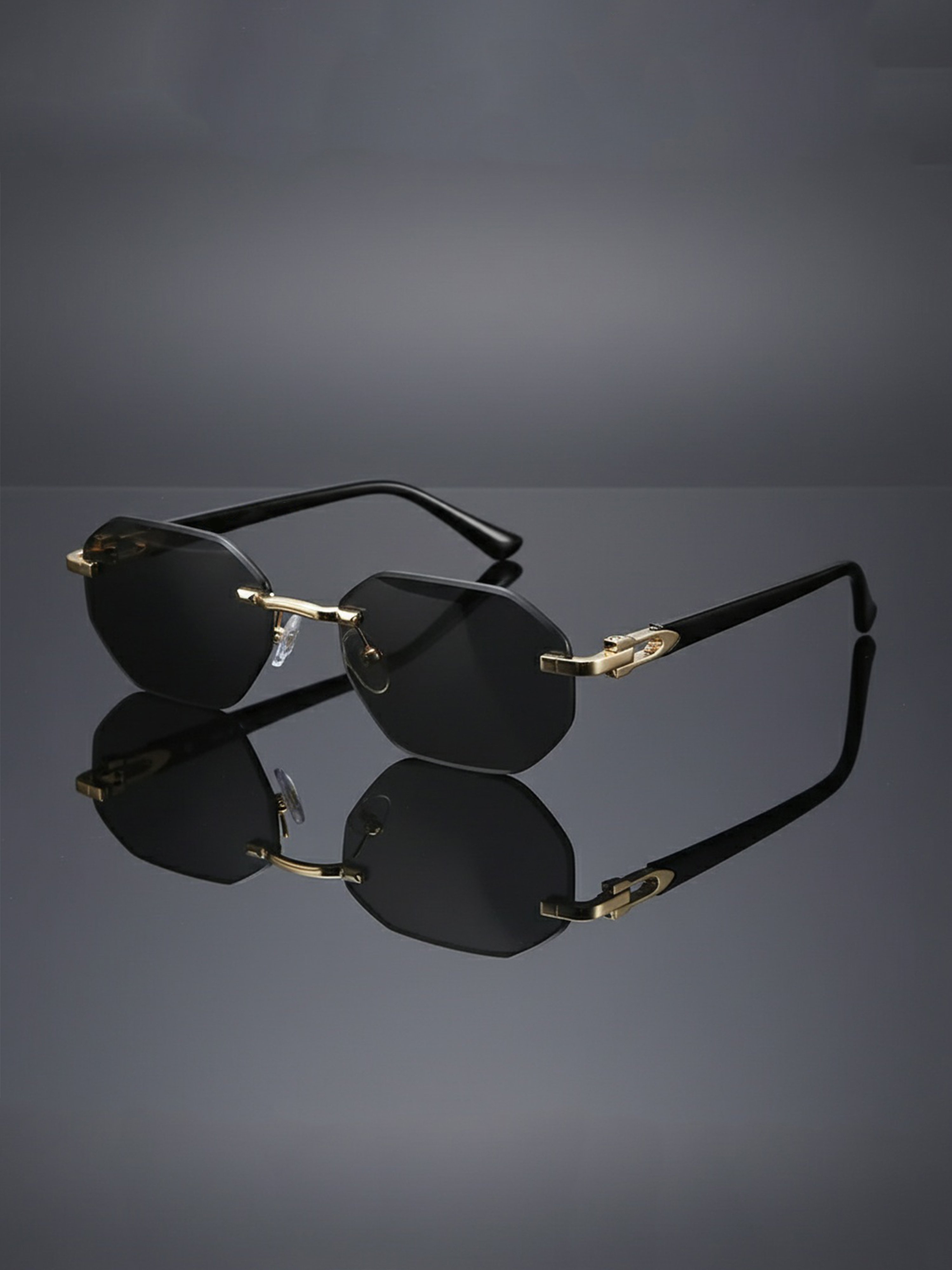 Rimless Octagon Sunglasses
