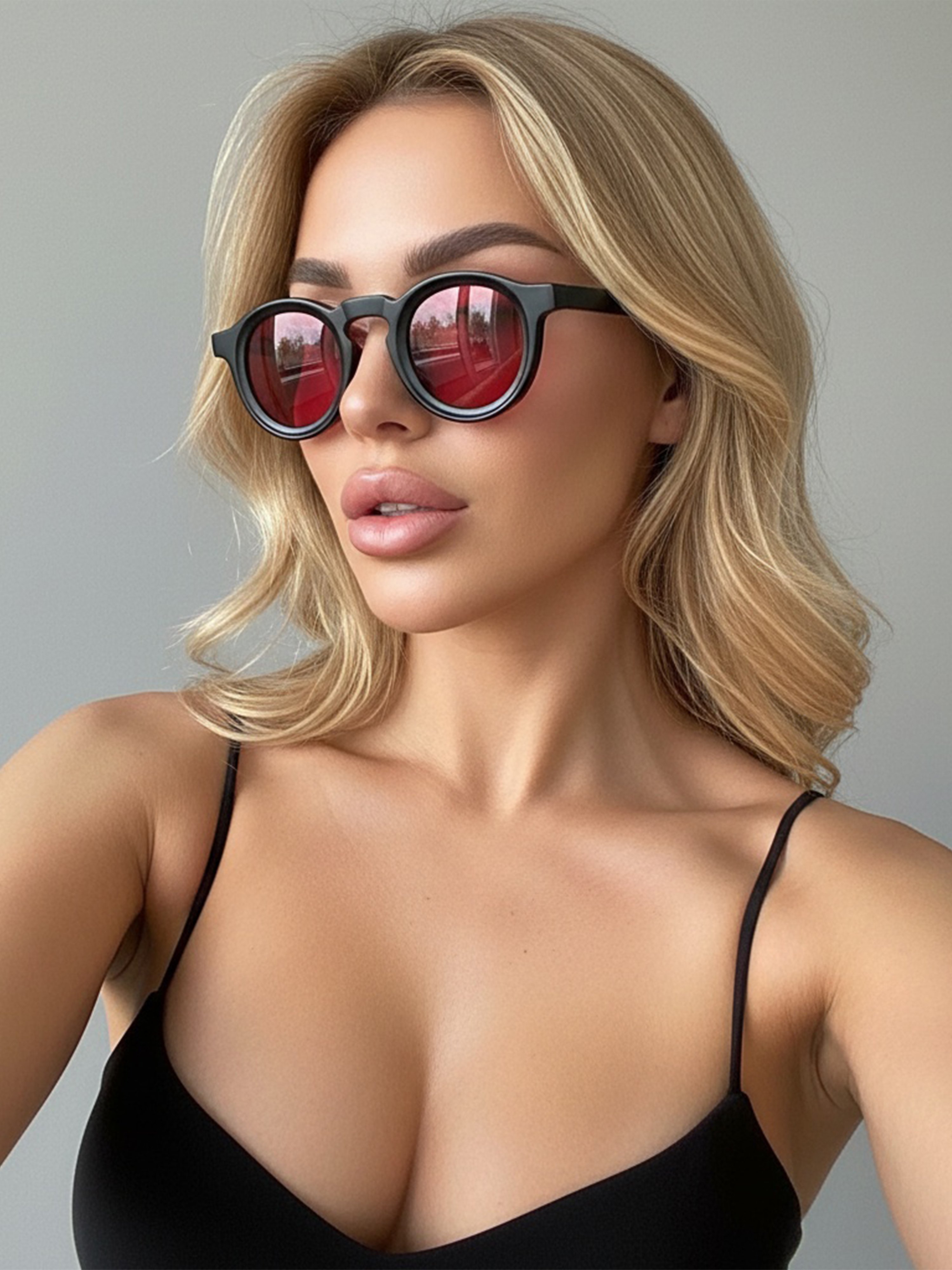 نظارة شمسية دائرية سميكة ريترو