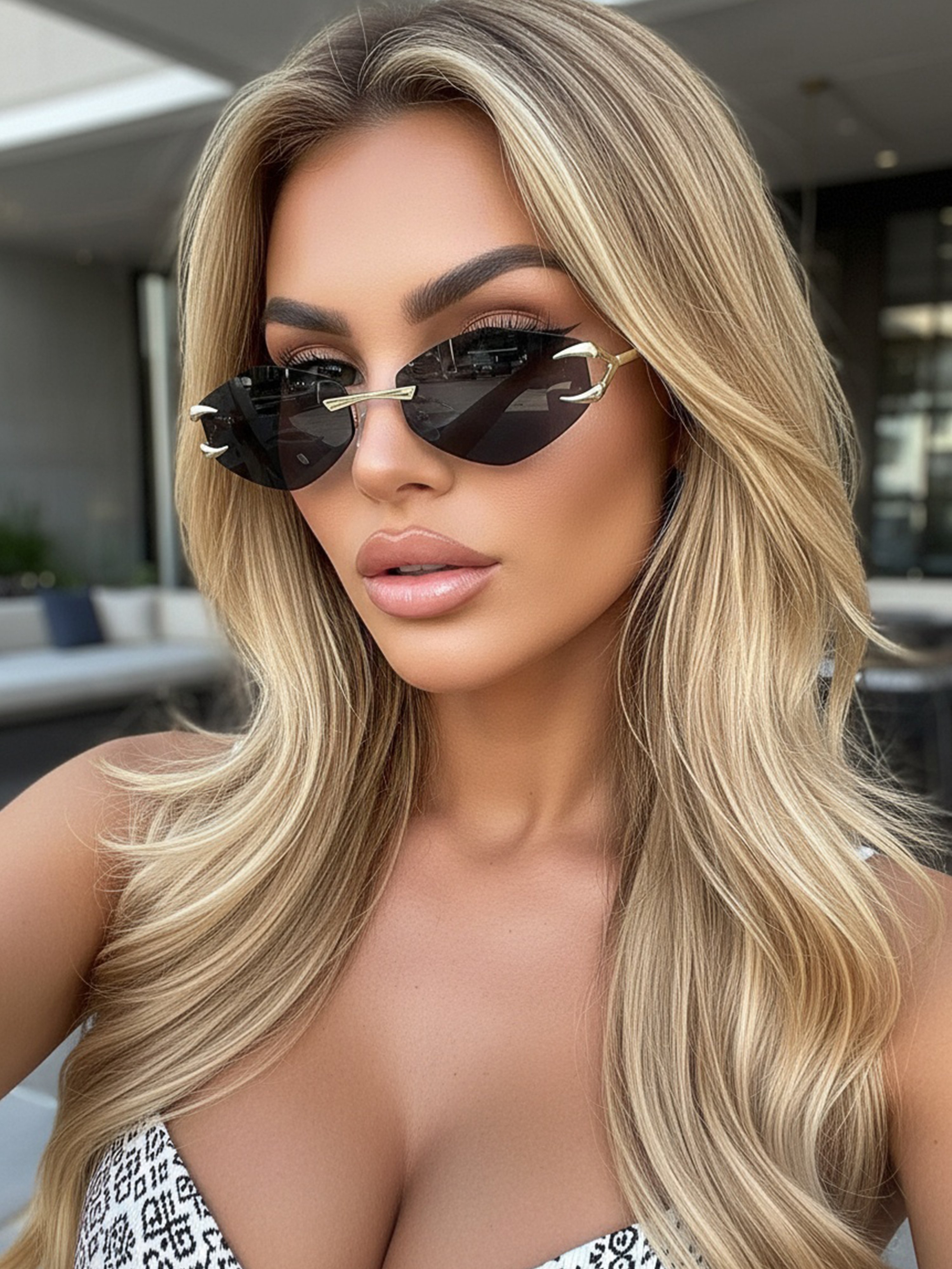 نظارة شمسية سداسية بدون إطار