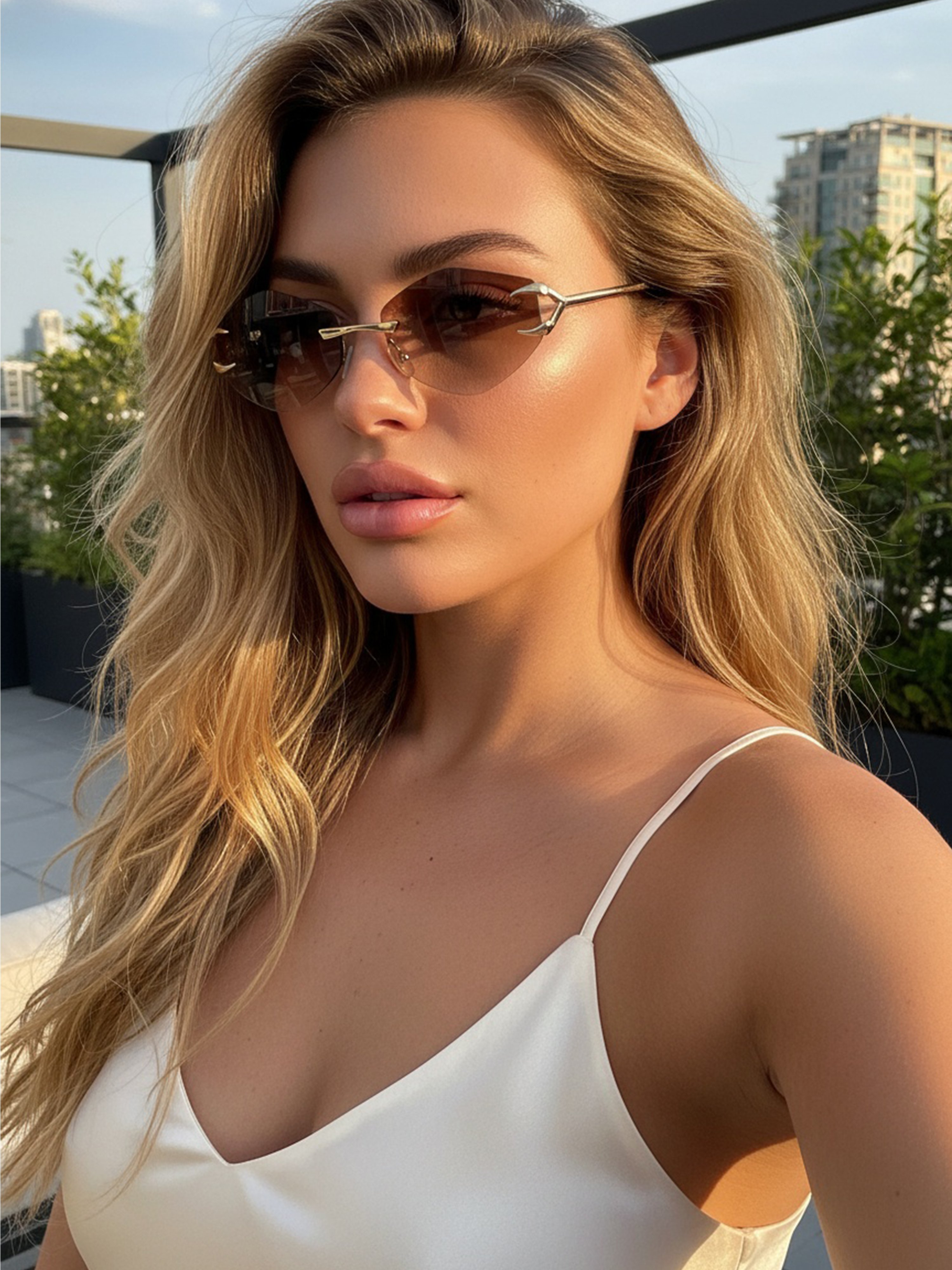 نظارة شمسية سداسية بدون إطار