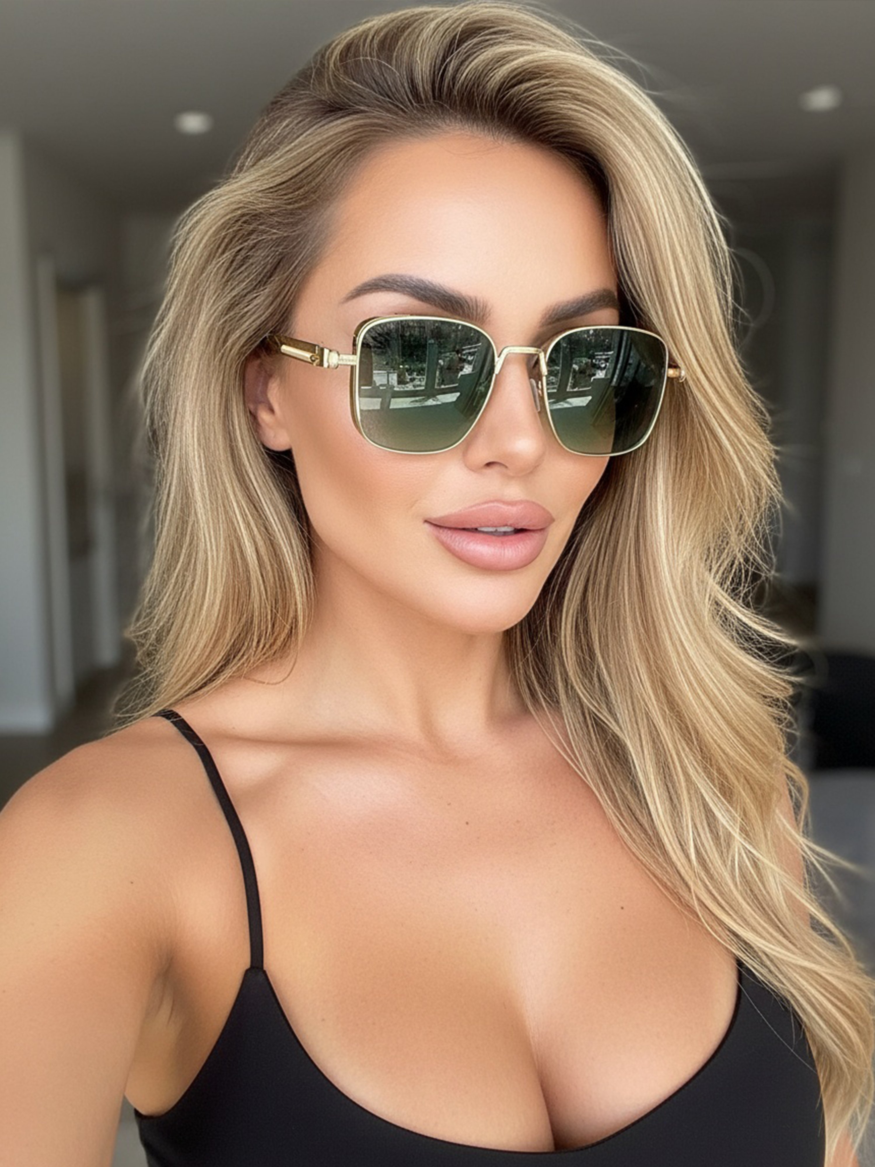 مجموعة من 3 نظارات شمسية معدنية مربعة ريترو