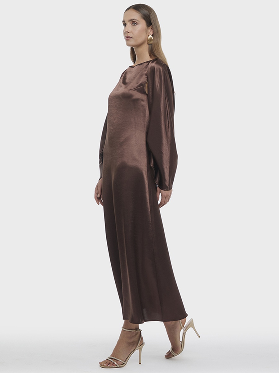 Solid Satin Bolero Midi Dress