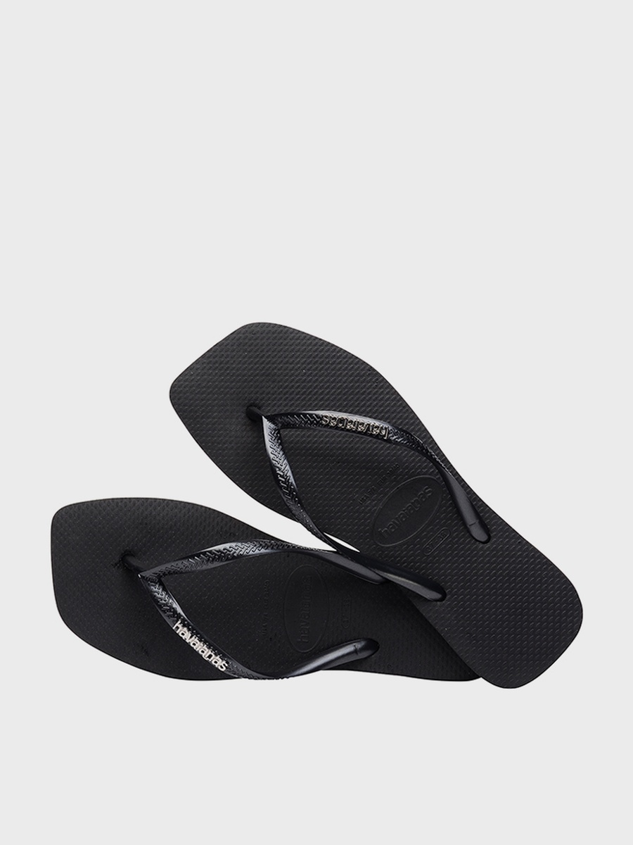 Slim Square Logo Metallic Flip Flops