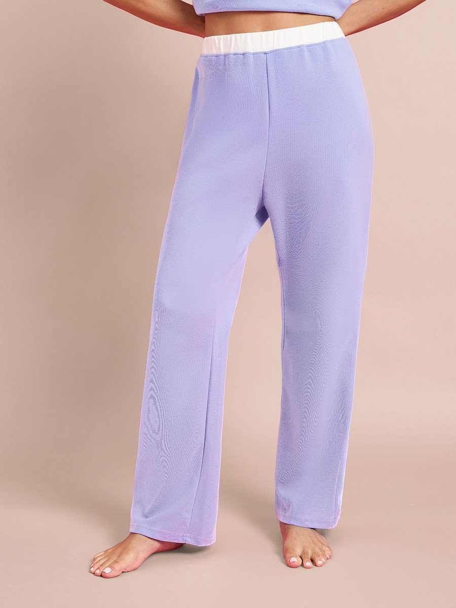 Purple Henley Neck Crop T-Shirt and Pyjama Set