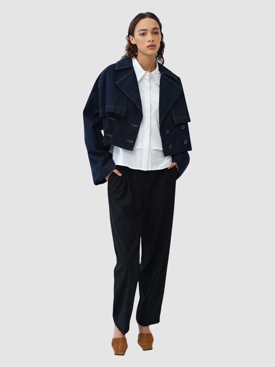 Aussie Denim Cropped Trench Coat