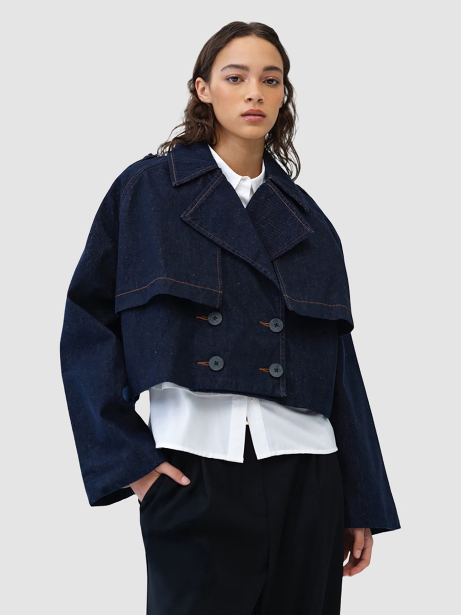 Aussie Denim Cropped Trench Coat
