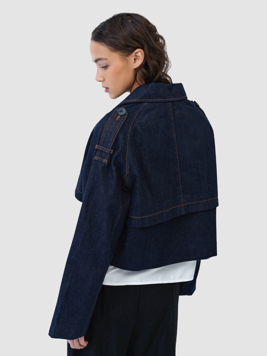 Aussie Denim Cropped Trench Coat