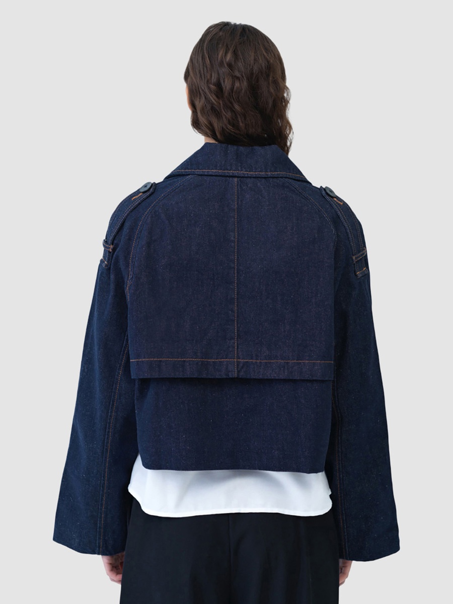Aussie Denim Cropped Trench Coat