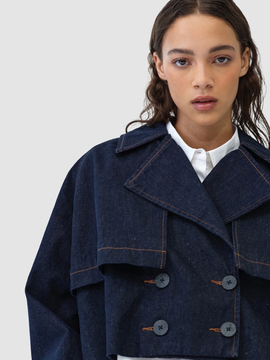 Aussie Denim Cropped Trench Coat