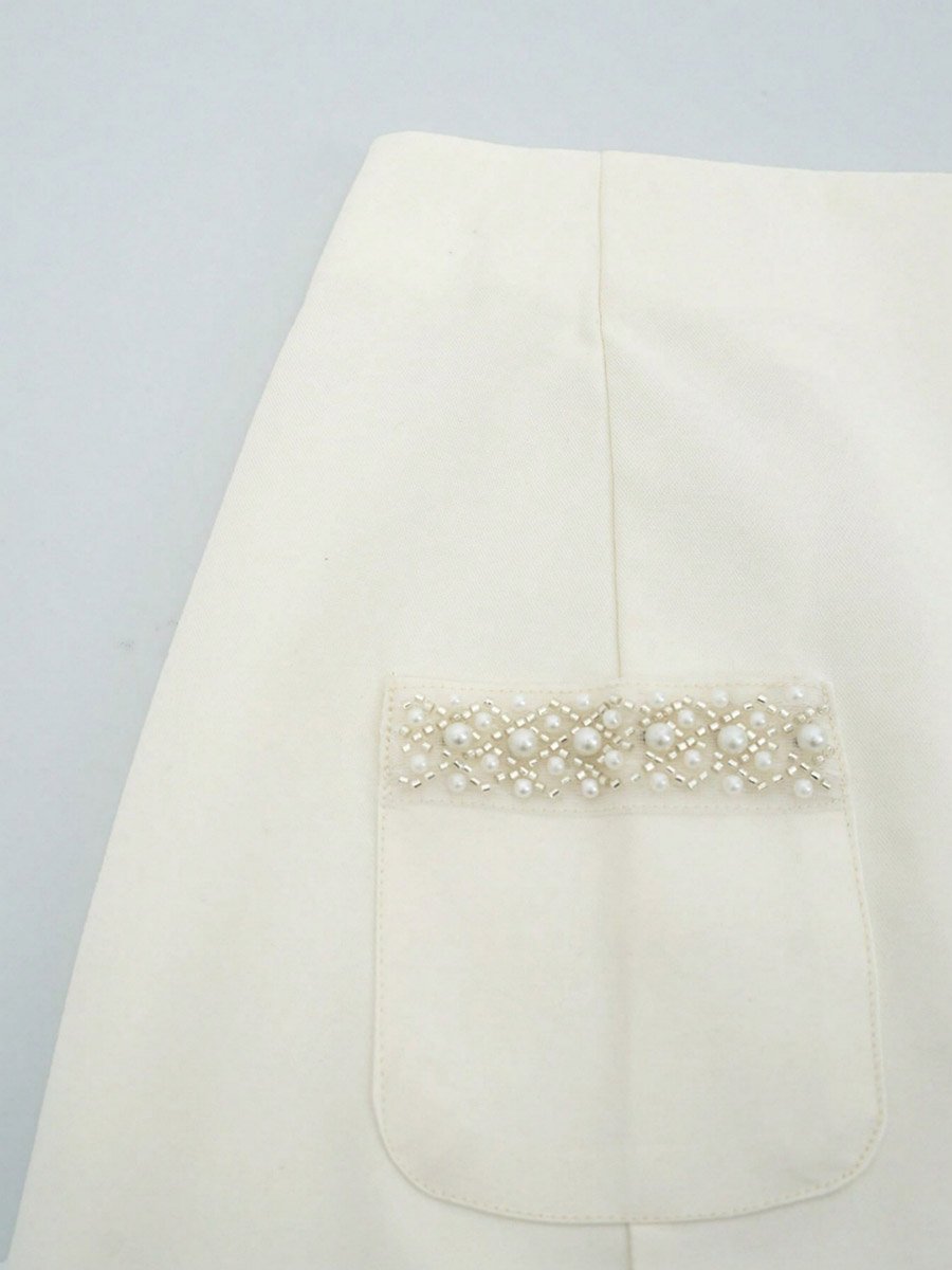  Beige Sleeveless Top and Mini Skirt Co-ord Set with Pearl Trim