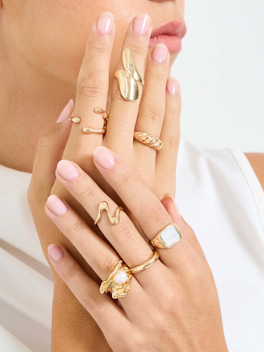 Set of 7 - Geometric Design Rings