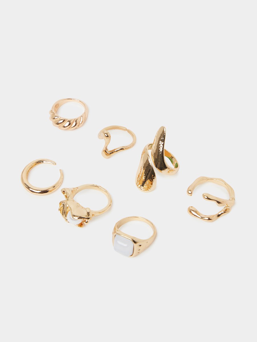 Set of 7 - Geometric Design Rings