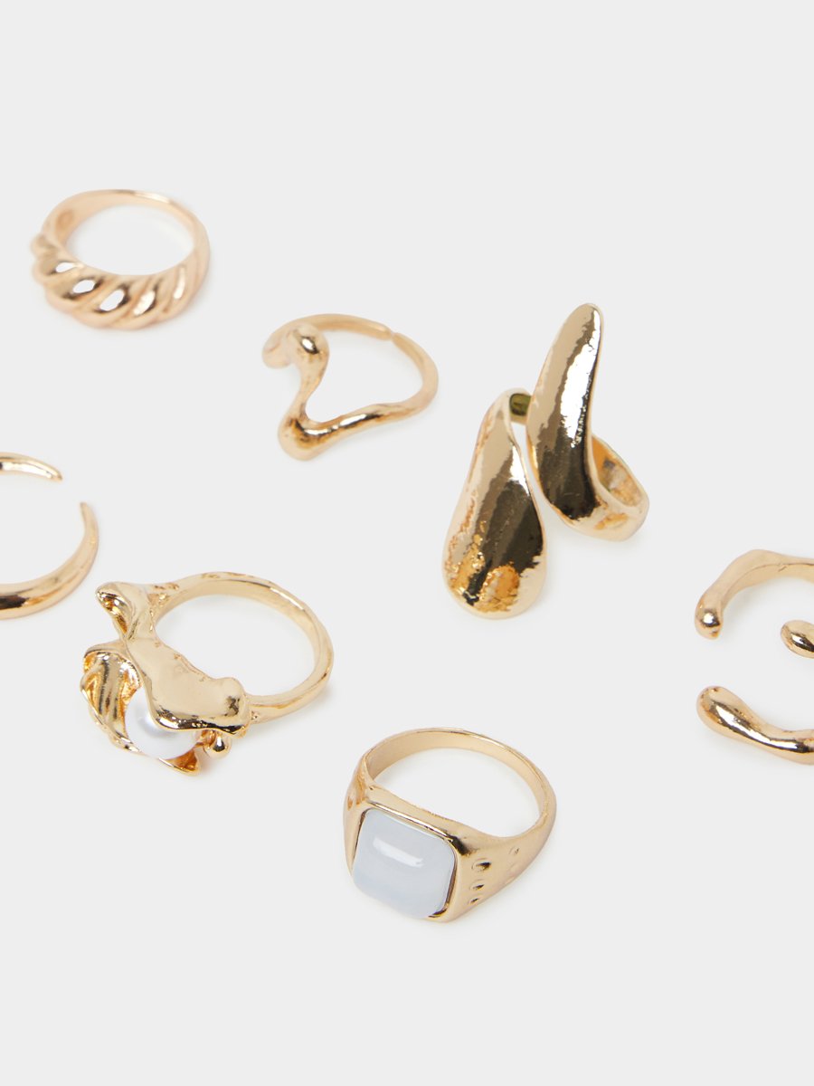 Set of 7 - Geometric Design Rings