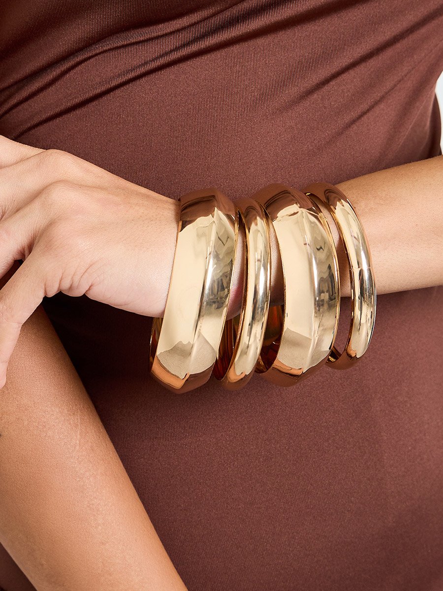 Set of 4 - Gold-Tone Chunky Bracelets