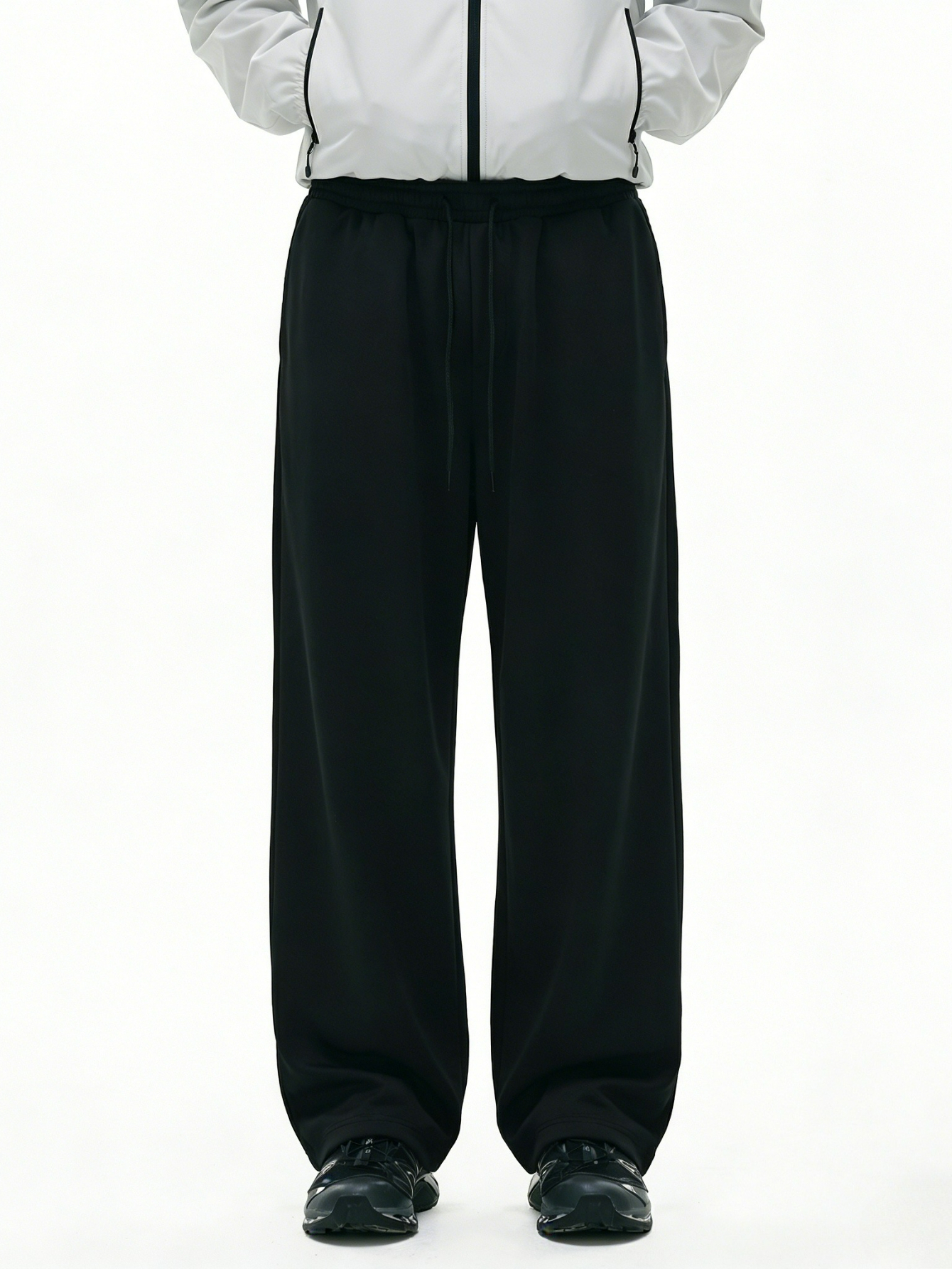 Men Black Wide Leg Trousers