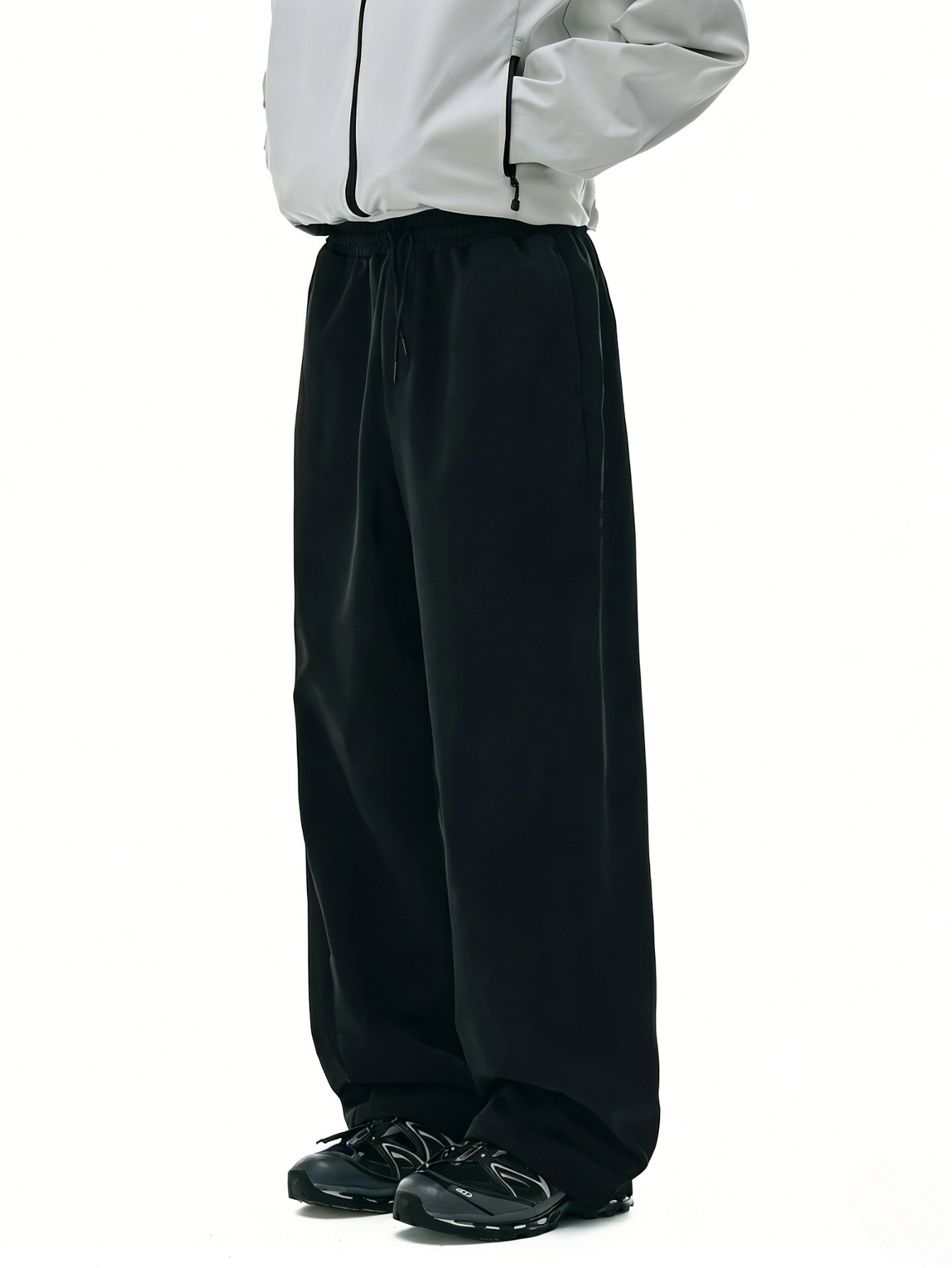 Men Black Wide Leg Trousers
