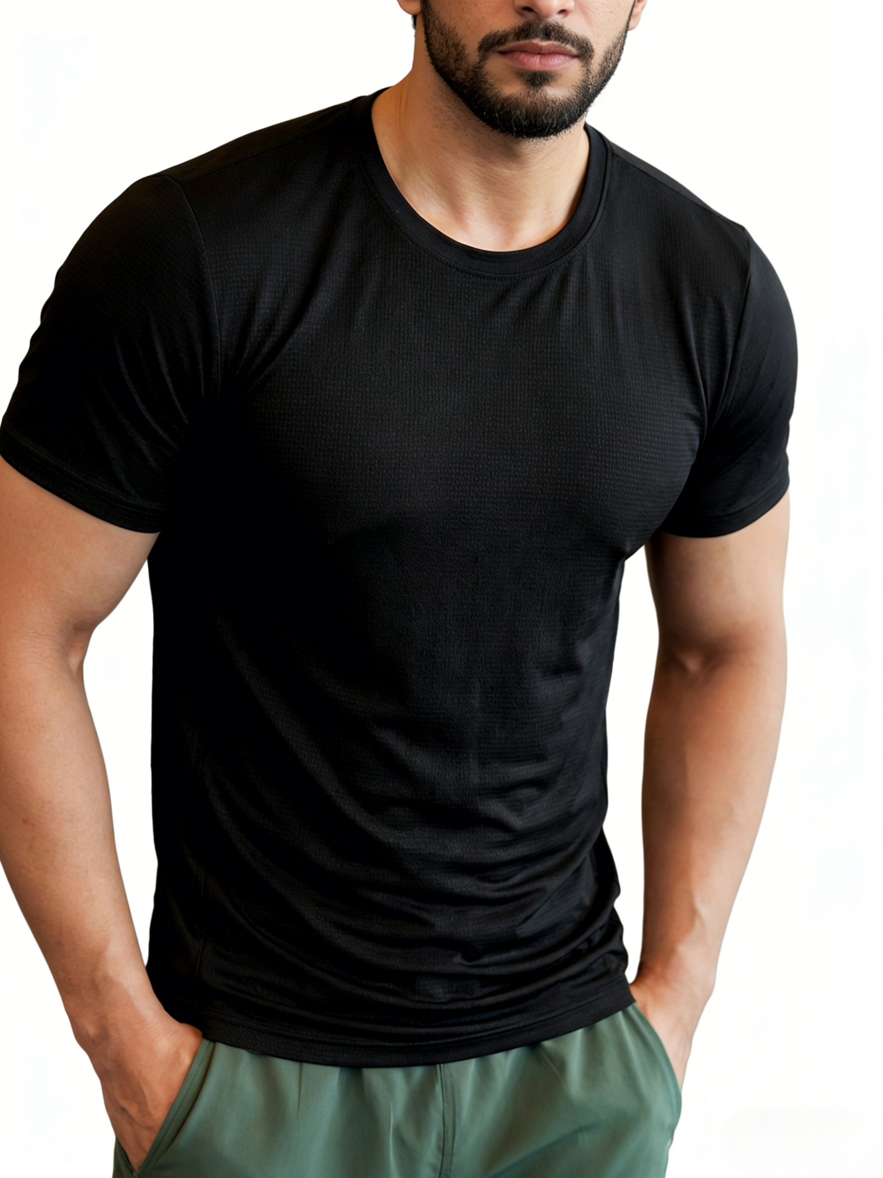 Men Black Solid Short Sleeve T-Shirt