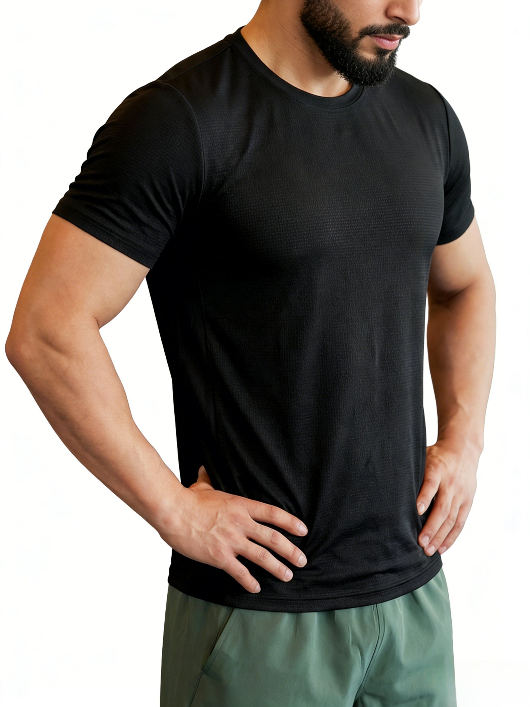 Men Black Solid Short Sleeve T-Shirt