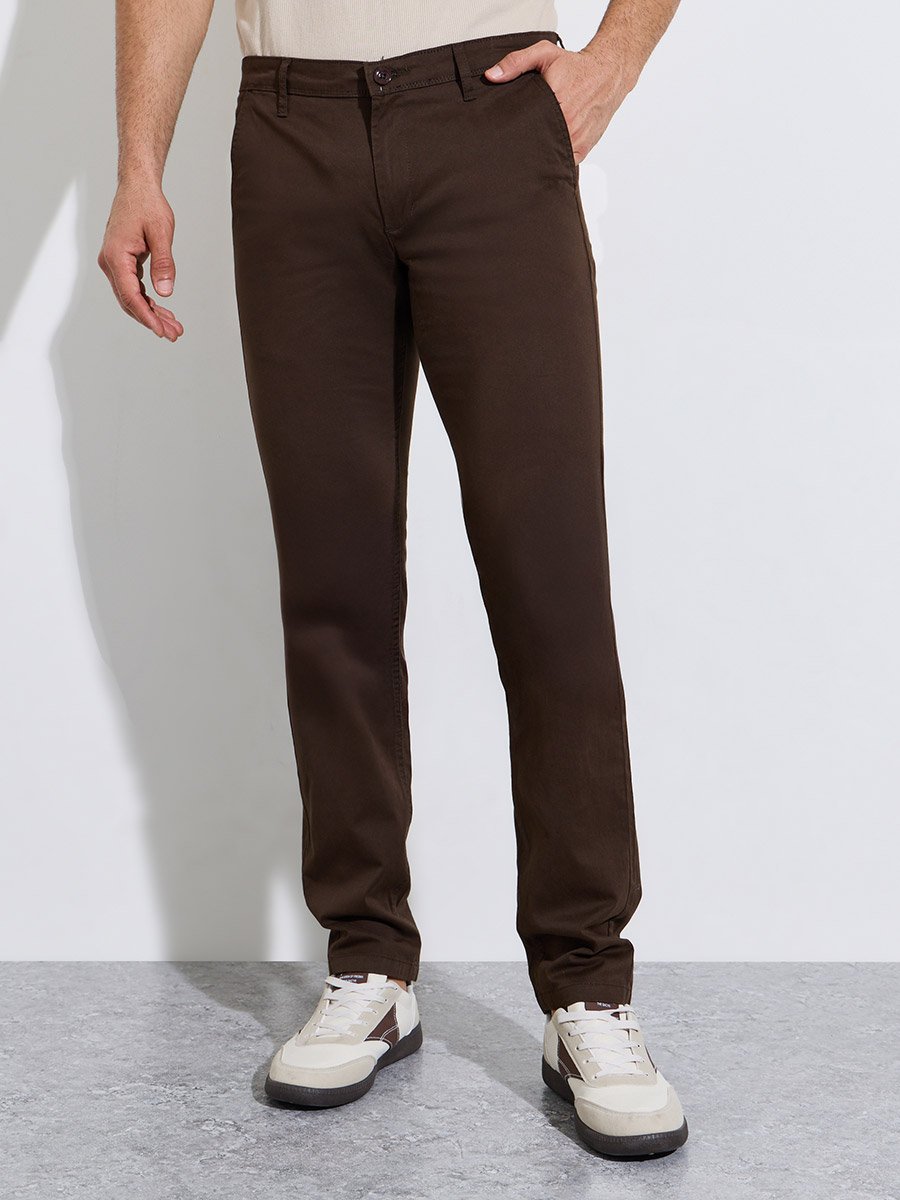Men Brown Regular Fit Casual Chinos