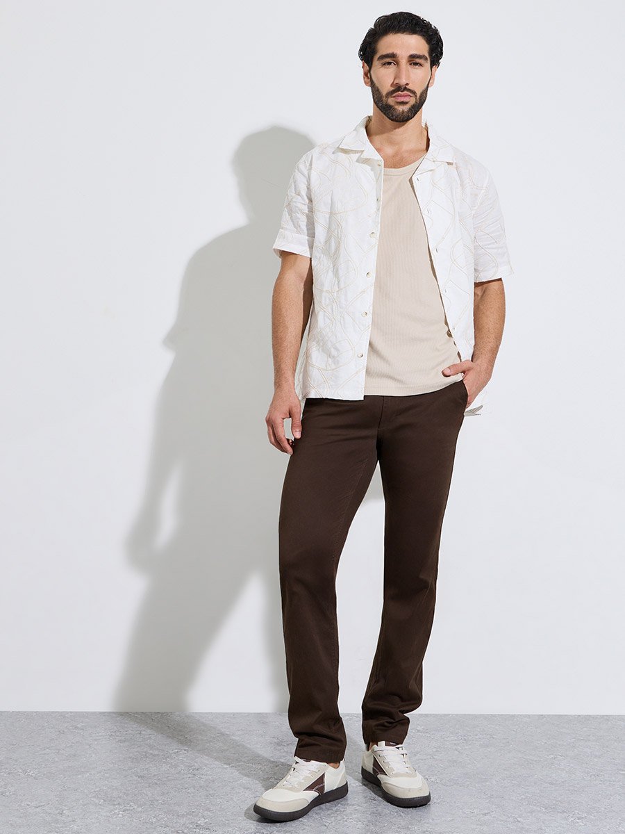 Men Brown Regular Fit Casual Chinos