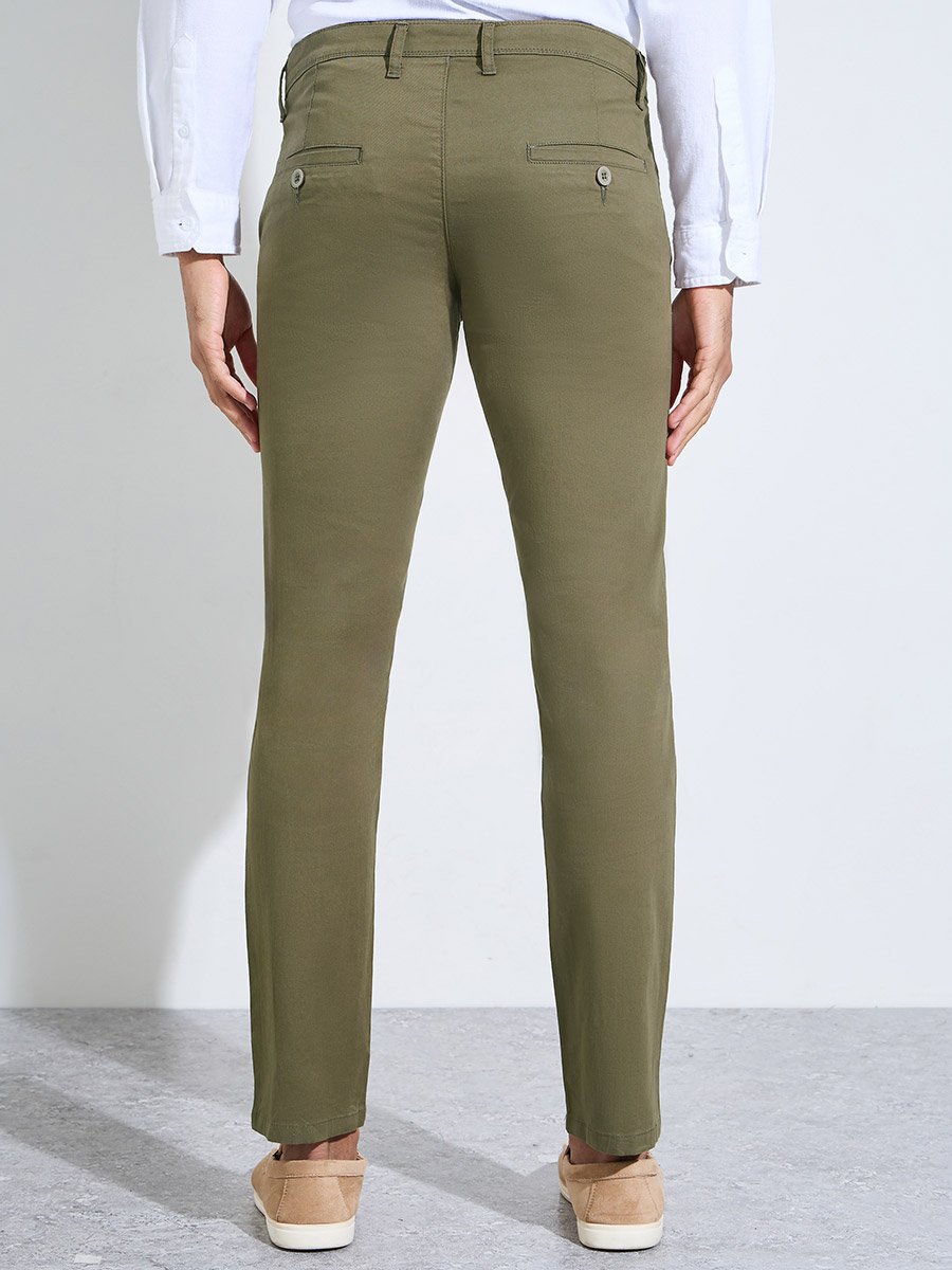 Men Olive Regular Fit Casual Chinos